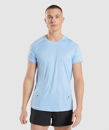 T Shirts Męskie Gymshark Speed Evolve Niebieskie | PL 3940QMA